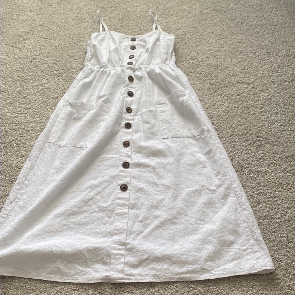 Charming White Button-Down Kids Dress